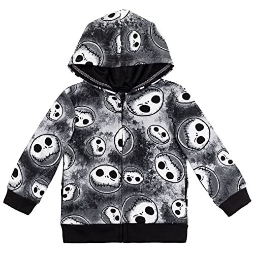 Disney Nightmare Before Christmas Jack Skellington Big Boys Fleece Zip Up Hoodie Tie Dye Black 10-12