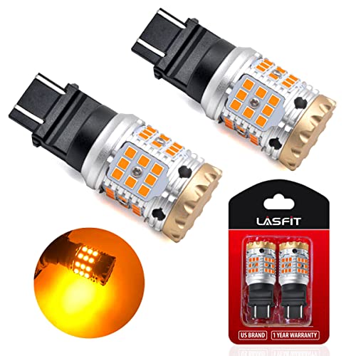 LASFIT 3157 LED Bulb 3057 4057 4157 Turn Signal Light Amber Only CANBUS Ready Error Free Built-in Load Resistor Anti-Hyper Flash Automotive Blinker Max 2600lm, ONLY for Standard Socket(2pcs)