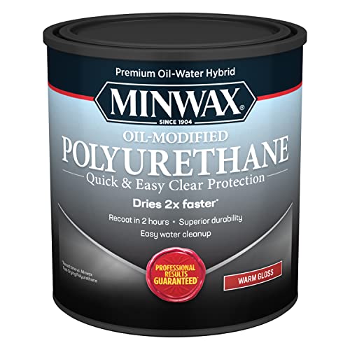 Minwax Water Based Oil-Modified Polyurethane, Warm Gloss, Clear, 1 Quart