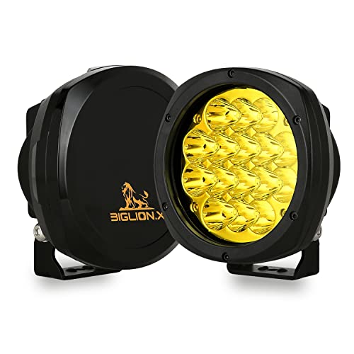 BIGLION.X 5 Inch Pair 160W Amber Round LED Offroad Lights 18800LM Amber Yellow Offroad Lights Super Bright Amber Driving Lights Fog Lights Waterproof IP68 for Trucks Pickup 4x4 SUV ATV UTV