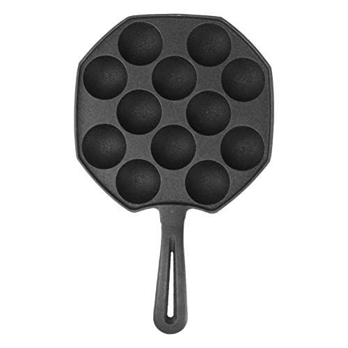 Cabilock Takoyaki Pan 12 Molds Takoyaki Maker Skillet Cast Iron Octopus Meat Ball Mold No- stick Baking Tray for Octopus Balls Pancake