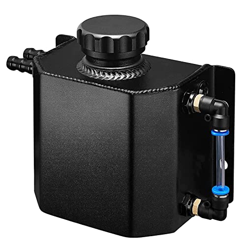 BDFHYK Coolant Overflow Reservoir Tank 1L Expansion Catch Can Universal Radiator Reservoir Polished Aluminum Black