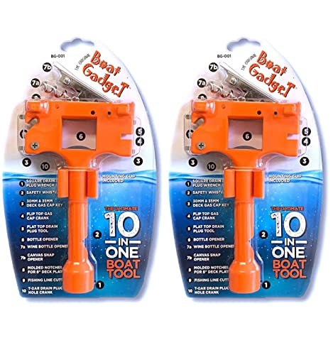 Boat Gadget - This 10-in-1 Boat Tool Includes Beer and Wine Bottle Opener, Safety Whistle, Fishing Line Cutter, Marine Gas Cap Key and Other Essential Tools - Ideal Gifts for Boat Owners -Orange