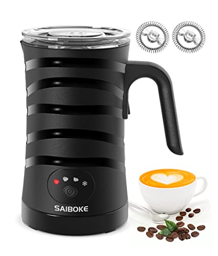 Milk Frother, SAIBOKE 4-in-1 Electric Milk SteamerAutomatic Hot & Cold Foam Maker, 8.8oz/260ml Milk Warmer for Latte, Cappuccinos, Macchiato. Ultra-Quiet Working & Automatic Shut Off.