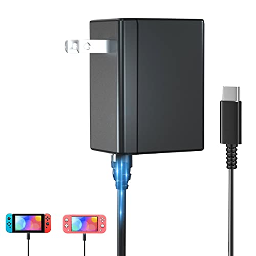 Switch Charger for Nintendo Switch Power Charger Cable Adapter, Fast Charger Compatible Nintendo Switch/Switch Lite/Switch OLED and Android Phone Charger, 15V 2.6A Output Support TV Mode