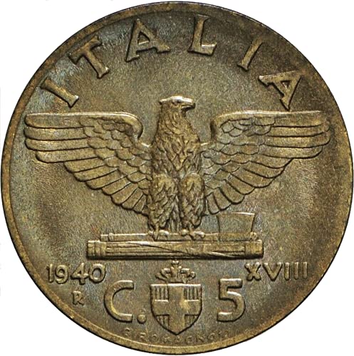 1936 IT - 1943 Mussolini Era Fascist 5 Centesimi Coin. Nazi WW2 Ally. 5 Centesimi Circulated Condition. Graded By Seller.