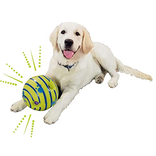 EOFLW Interactive Giggle Ball Dog Toys for Medium Large Dogs, Squeaky Dog Toys Ball, Durable Wag Ball for Small to Large Dogs, Durable Natural Wobble Wag Dog Toys ( Color : Green , Size : Medium )