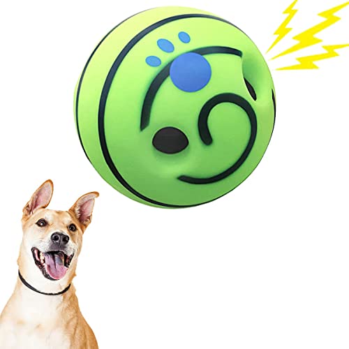 CREDIT 5 STAR Pet Giggle Ball Toy Material Upgraded, Interactive Dog Soccer Toys Puzzle Wobble Giggle Dog Ball IQ Train Play for Puppy Small Medium Dogs Favorite Gift Green