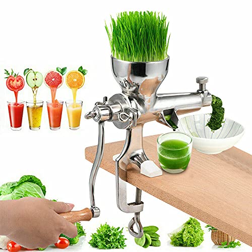 TBVECHI Manual Wheatgrass Juicer Extractor, Stainless Steel Manual Juicer for Juicing Wheat Grass Celery Kale Spinach Parsley Pomegranate Apple Grapes