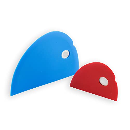 Messermeister Silicone Bowl Scraper Set - Includes Large Blue Scraper & Small Red Scraper - Frosts, Portions, Lifts & Transfers - Easy to Clean & Flexible Precision Edge