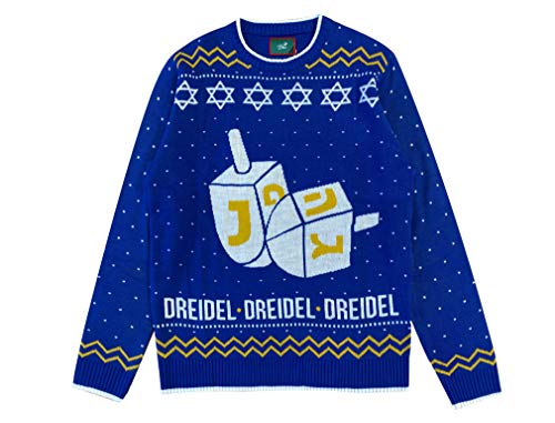 Tstars Hanukkah Ugly Christmas Sweater Dreidel Men Women Festive Holiday Sweater Small Multicolor
