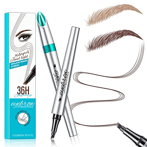 Eyebrow Microblading Pen, Eyebrow Pencil with an Upgrade Micro-Fork Tip Applicator, Waterproof Long-Lasting Microblading Pencil for Eyebrows, Microblading Pen for Natural Looking Brows Makeup