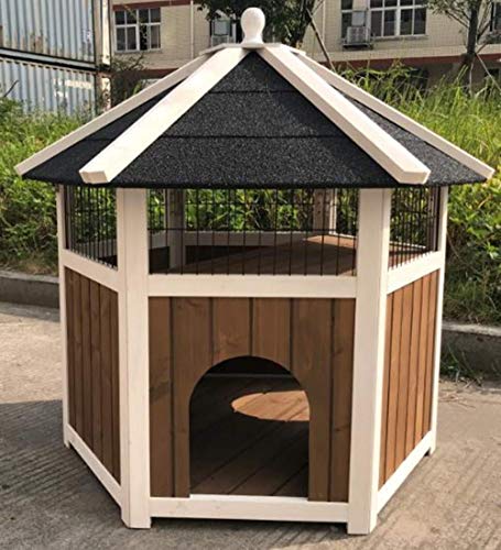 Outdoor Wooden Cat House Weatherproof,Sturdy and Cute for Play and Hide