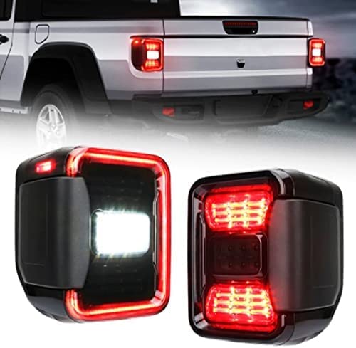 SUPAREE LED Tail Lights Compatible with Gladiator JT 2020 2021 2022 with Reverse Light Turn Signal Lamp Running Lights Side Marker Light