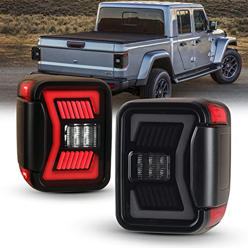 AUTOFREE Tail Lights Fit for 2019 2020 2021 2022 2023 Jeep Gladiator,LED Sequential Signal Function Tail Lamp Assembly Replacement Accessories for Jeep Gladiator JT,Smoke Lens