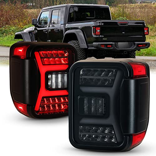 AUTOFREE Tail Lights Fit for 2019-2023 Jeep Gladiator,LED Sequential Signal Design Tail Lamp Assembly Replacement Accessories for 2019 2020 2021 2022 2023 Jeep Gladiator JT,Smoke Lens