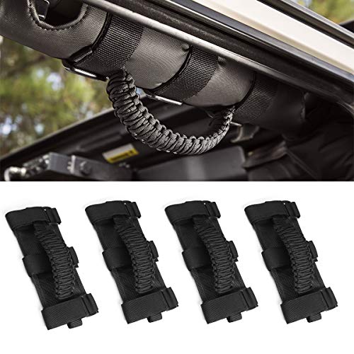 YMHHefy Roll Bar Grab Handles Straps Handles Compatible with Jeep Wrangler YJ TJ JK JL & Gladiator JT 1985-2020 4Pcs Black Grip Handles