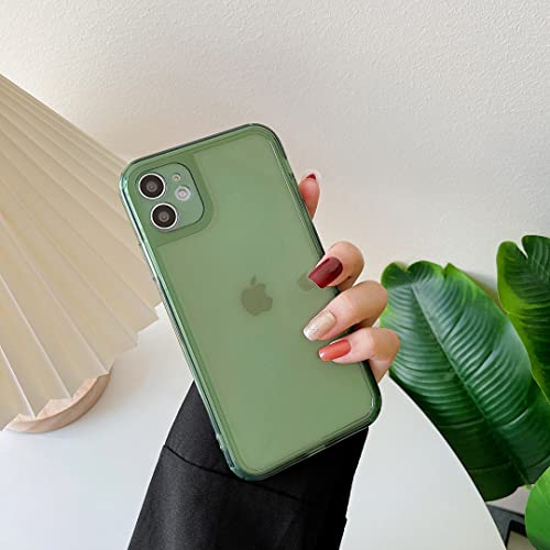 ZTOFERA Case for iPhone 11 6.1 inch,Clear Soft Silicone Bumper Protective Retro Color Transparent Shockproof Phone Case - Green