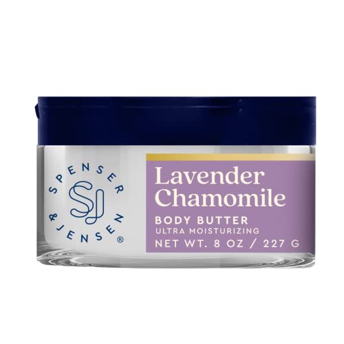 Spenser & Jensen Hydrating Lavender & Chamomile Body Butter - Gentle On All Skin Types - Moisturizing Body Lotion for Women & Men - Paraben Free - 8 Oz (Pack of 1)