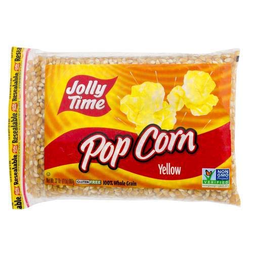 Jolly Time Unpopped Popcorn Kernels, Gourmet Popping Corn for Air Popper Machine or Stovetop, Non-GMO (Yellow Pop Corn, 2 Pound (Pack of 2))
