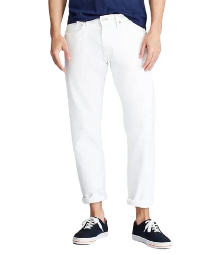 POLO RALPH LAUREN Men's Hampton Relaxed Straight Fit Jeans (33W x 32L, Hudson White)