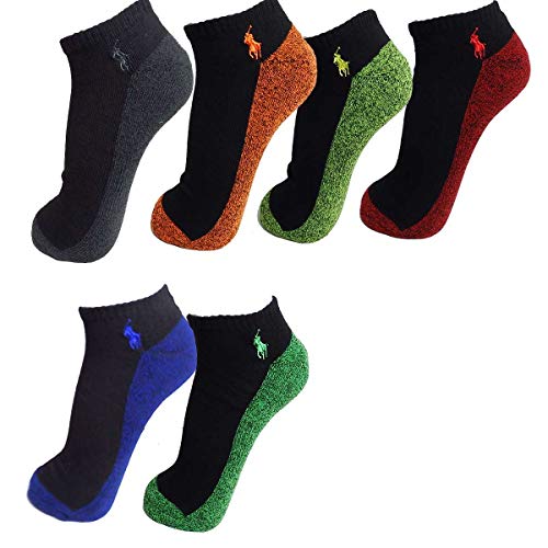 Polo Ralph Lauren Men's Classic Sport Marbled Ankle Socks - 6 Pairs (Assorted 2, 10-13)