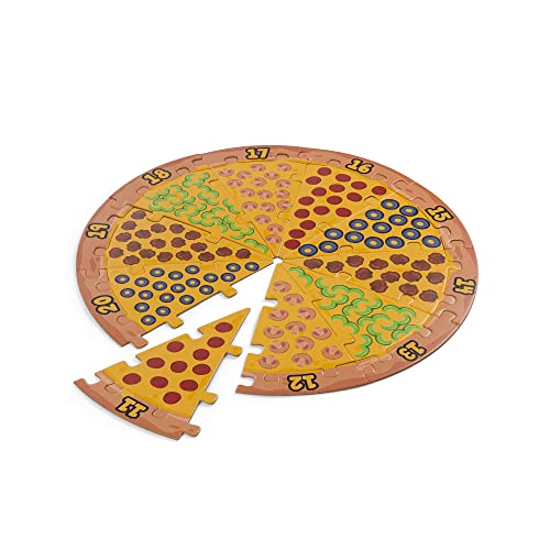 Abiliad 1-20 Double Sided Counting Pizza Puzzle - 7" Slices - 20 Piece Puzzle Teaches Counting 1-20, Number Recognition, and Motor Skills - Montessori Math Counting Puzzle