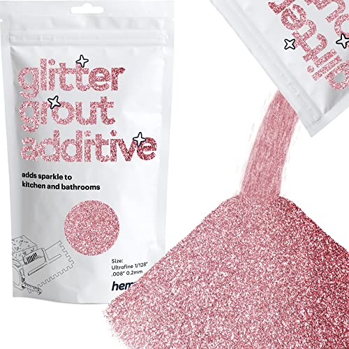 Hemway Glitter Grout Additive - Light Rose Gold - Ultra FINE 1/128" .008" 0.2mm - Grout Tile Additive Tiles Bathroom Wet Room Kitchen - 100g