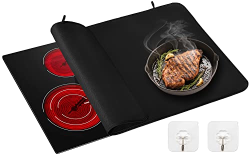 Amerbro Heat Resistant Stove Top Covers for Electric Stove - 2129.5 inch Fireproof & Waterproof Electric Stove Cover - Glass Stove Top Protector for Prevent Scratches, Fiberglass Cloth (Black)