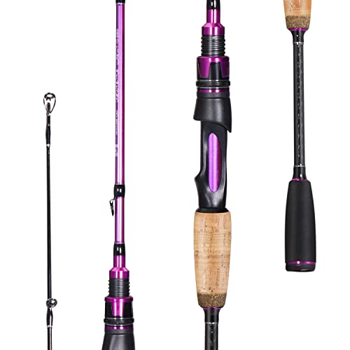 Sougayilang Fishing Pole, 2PC Spinning Rod with EVA and Cork Handle Grip, Baitcasting Rod for Freshwater Fishing Rod-Purple-6.9ft-Spinning