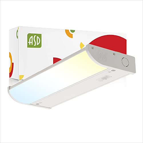 ASD LED Under Cabinet Lighting, 9 inch 3W 202 LM, Dimmable Hardwired Under Cabinet Lights for Kitchen, 3000K Soft/4000K Cool/5000K Daylight, Under Counter Light Fixtures, ETL Energy Star White Finish