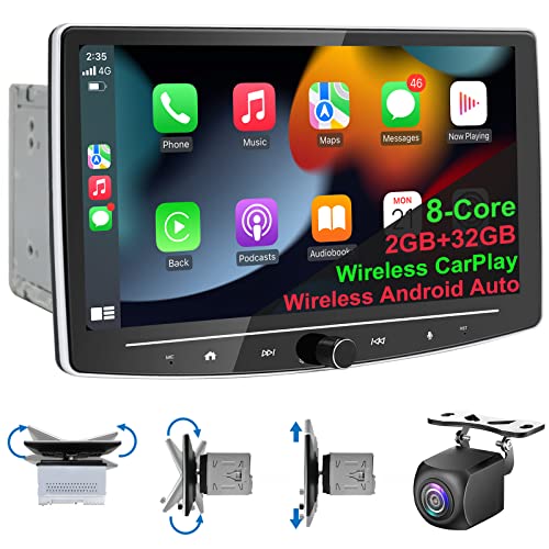 IYING Android Double Din Car Stereo Wireless CarPlay Android Auto 8 Core 2G+32G Detachable 10 Inch Touchscreen Car Radio Bluetooth AM FM GPS Navigation WiFi Car Audio Receivers with Backup Camera 2Din