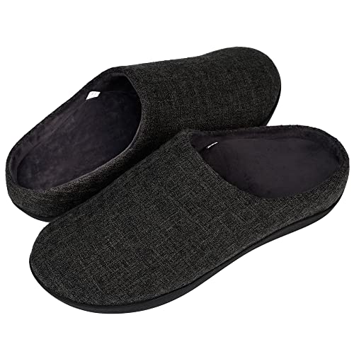 ADAX Men's Orthotic Plantar Fasciitis Pain Relief Slippers with High Arch Support,Orthopedic House Shoes for Flat Feet,Heel Pain Indoor Outdoor Non Slip Rubber Sole,Dark Grey,Size 11 11.5