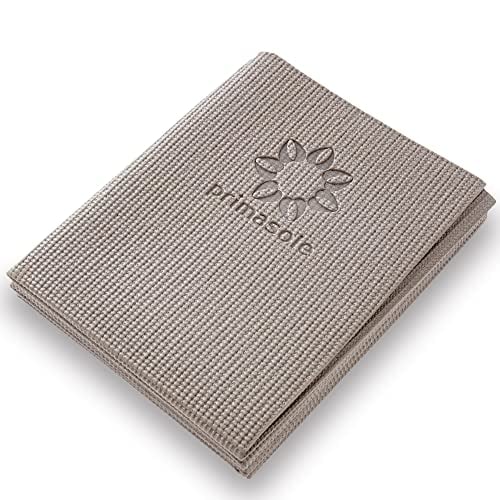 Primasole Folding Yoga Travel Pilates Mat Foldable Easy to carry to Class Beach Park Travel Picnics 4mm thick Earth Brown Gray Color PSS91NH025A