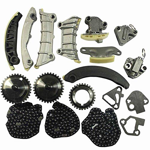 Engine Timing Chain Kit w/Chain Guide Tensioner Sprocket For Cadillac CTS SRX STS GMC Acadia Chevy Equinox Malibu Traverse Buick Allure Enclave LaCrosse 2.8L 3.0L 3.6L DOHC 24V Replace # 9-0753S