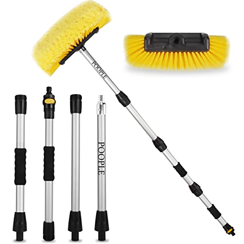 POOPLE 70" Car Wash Brush | On/Off Switch for Car Truck Boat Washing Brush with Hose Attachment | 12-Inch Soft Bristle Cleaning House Siding, Auto Cars, Trucks, SUV, RV, Floors and More!