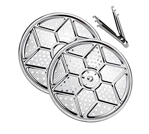 11-Inch Round Stainless Steel Steamer Rack, Pressure Cooker Canner Rack, Insert Stock Pot, Steaming Tray Stand, Cooking Toast Bread Salad, Easy to clean(2 Pack)