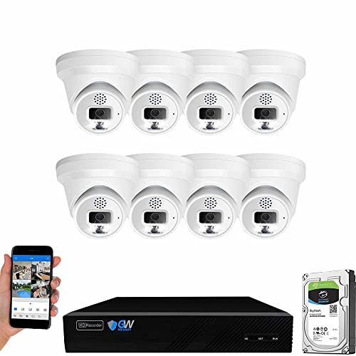 GW Security 16 Channel 8MP Fulltime Color Night Vision 4K NVR Security Camera System with 8 UltraHD 4K IP Two-Way Audio Outdoor/Indoor Smart AI Human Vehicle Detection PoE Dome Cameras