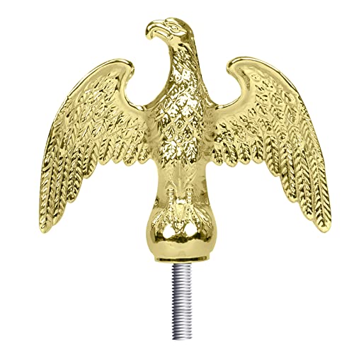 NQ Gold Flag Pole Eagle Topper Ornament, Aluminum Alloy Eagle Finial for 20'/25'/30' Telescopic/Sectional Flagpole.Gold,7inch