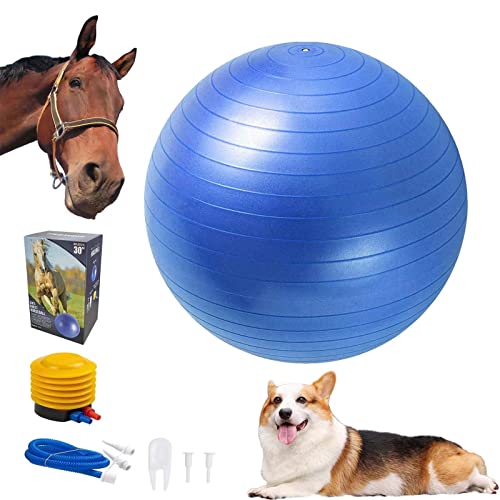 Dawpet Herding Horse Ball - Herding Ball Toys for Horses 30" Mega Herding Dog Balls with Hand Pump, Blue Anti-Burst Training Soccer Ball for Horses