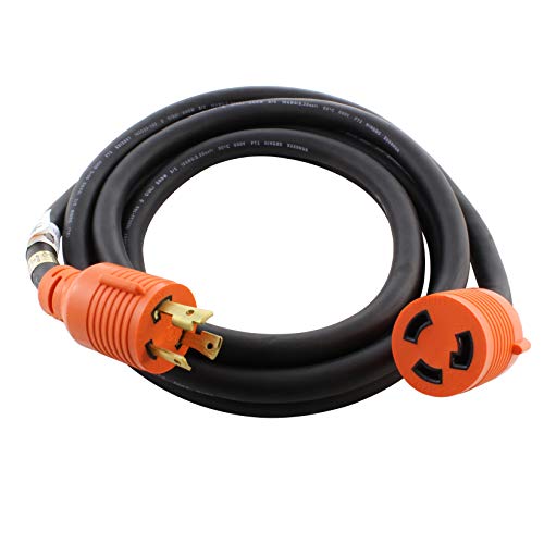 AC WORKS [L530PR] SOOW 10/3 3-Prong NEMA L5-30 30Amp 125Volt Generator Rubber Locking Extension Cord (10FT)