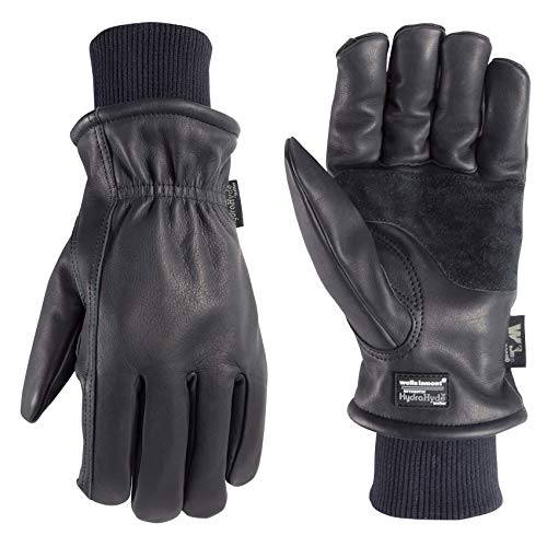 Wells Lamont Men's Black HydraHyde Leather Winter Work Gloves | Water-Resistant | Insulated | Extra Large (1202XLK)