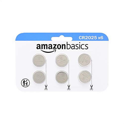 Amazon Basics 6-Pack CR2025 Lithium Coin Cell Battery, 3 Volt, Long Lasting Power, Mercury-Free