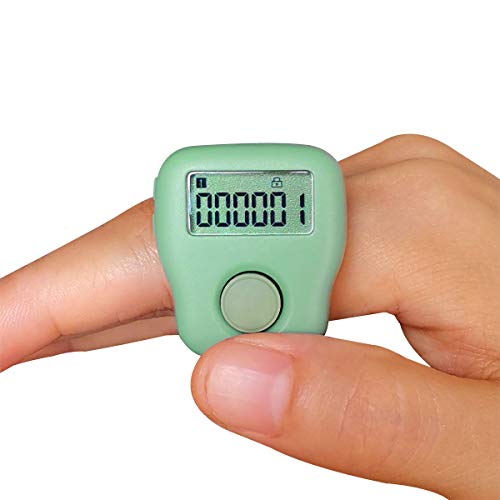 Arvakr Rechargeable Silent Finger Counter 6 Channels Digital Tasbih Tally Clicker with LED for Prayer Knitting Sports Gift Green