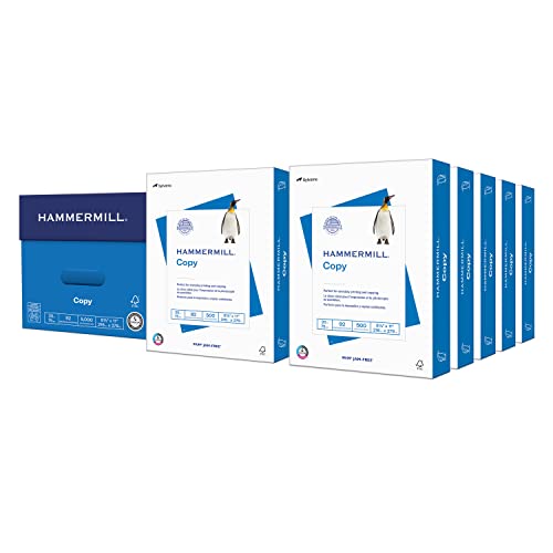 Hammermill Printer Paper, 20 lb Copy Paper, 8.5 x 11 - 10 Ream (5,000 Sheets) - 92 Bright, Made in the USA