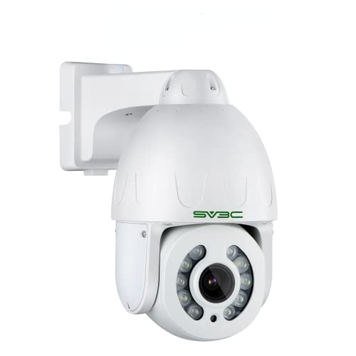 SV3C Auto Tracking PTZ POE Camera Outdoor, 5MP ONVIF IP Security Cam, 5X Optical Zoom, Floodlight Color Night Vision, Two Way Audio, IP66 Waterproof, 24/7 Recording, RTSP, Blueirs, NVR, SD Card Slot