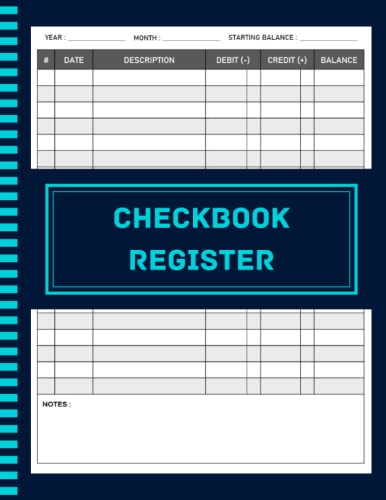 Checkbook Register: 8.5x11, 120 Pages