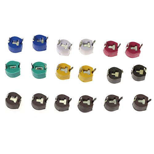 RLECS 18-Pack Trimmer Variable Capacitance for Arduino 5PF 10PF 20PF 30PF 40PF 50PF 60PF 70PF 120PF Adjustable Capacitor Kit (2pcs of Each Value)