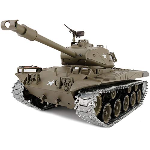 HoneyJar Modified Edition 1/16 2.4ghz Remote Control US M41A3 Walker Bulldog Tank Model(360-Degree Rotating Turret)(Steel Gear Gearbox)(3800mah Battery)(Metal Tracks &Sprocket Wheel)