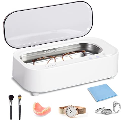Ultrasonic Jewelry Cleaner Machine - 47Khz Silver Cleaner, Ultrasonic Cleaner Machine for Eye Glasses, Ring, Earring, Necklaces, Watch Strap, Makeup Brush, 304 Stainless Steel Tank with 12OZ